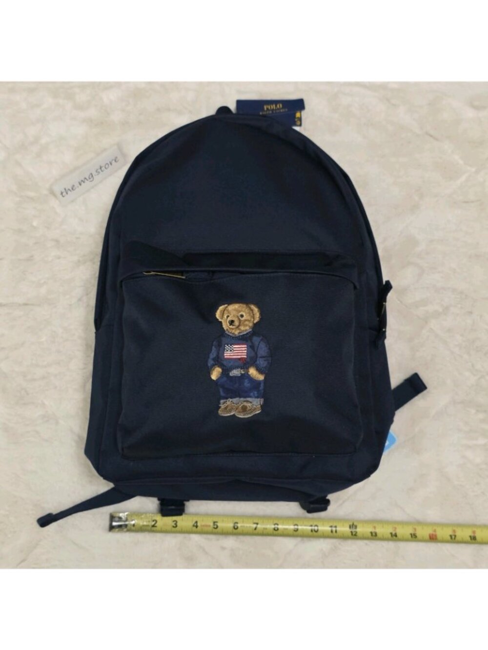 Polo Ralph Lauren Backpack Full Size Laptop Navy Blue Polo Bear School Bag NWT - Picture 4 of 7